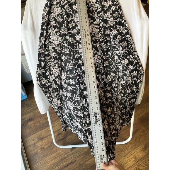 American Eagle Outfitters Women Maxi Dress M Black Floral A-Line Sundress Ruffle - Picture 7 of 10